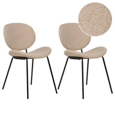 Beliani Set Of 2 Dining Chairs Luana Boucle Taupe - image 1
