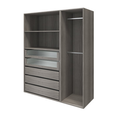 GoodHome Atomia Freestanding Grey Oak Effect Particle Board Wardrobe, Clothing & Shoes Organiser (H)1875mm (W)1500mm (D)580mm - image 1