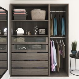 GoodHome Atomia Freestanding Grey Oak Effect Particle Board Wardrobe, Clothing & Shoes Organiser (H)1875mm (W)1500mm (D)580mm - thumbnail 4