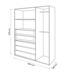 GoodHome Atomia Freestanding Grey Oak Effect Particle Board Wardrobe, Clothing & Shoes Organiser (H)1875mm (W)1500mm (D)580mm - thumbnail 7