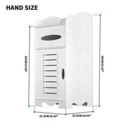 White Free Standing Bathroom Storage Cabinet Floor Shelf Cupboard - thumbnail 2