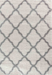 Moroccan Berber Shaggy Rugs Living Room Bold Trellis Light Cream 80X150 Cm - thumbnail 3