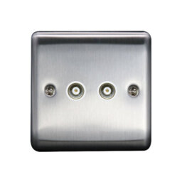 Thrion 2G Coaxial Socket Brushed Chrome, White Insert, 10
