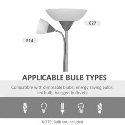 Floor Lamp Duo Light Steel Frame W/ 2 Switches Round Base - thumbnail 4