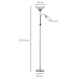 Floor Lamp Duo Light Steel Frame W/ 2 Switches Round Base - thumbnail 2