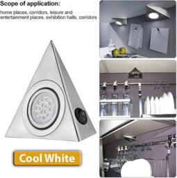 ATEK Under Cabinet Kitchen Led Lights 1 Pack Triangle Pyramid Warm White Indoor Cupboard Wardrobe Bright Spot Mains Powered Light - thumbnail 9