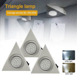 ATEK Under Cabinet Kitchen Led Lights 1 Pack Triangle Pyramid Warm White Indoor Cupboard Wardrobe Bright Spot Mains Powered Light - thumbnail 4