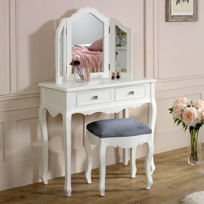 Melody Maison White Dressing Table, Mirror, Stool Set - Victoria Range - image 1
