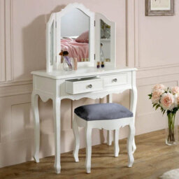 Melody Maison White Dressing Table, Mirror, Stool Set - Victoria Range - thumbnail 3