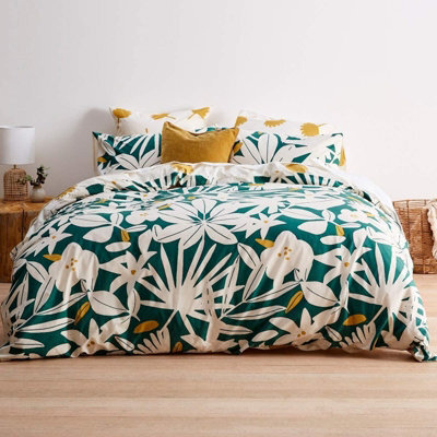 Gr8 Home Sleepdown Arren English Floral Teal White Cotton Duvet Set Quilt Cover Bedding Single - image 1