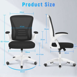 Onemill Ergonomic Office Desk Chair With Flip-Up Armrest Lumbar Support,padded Seat Cushion For Home And Office - thumbnail 5