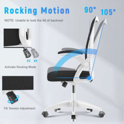 Onemill Ergonomic Office Desk Chair With Flip-Up Armrest Lumbar Support,padded Seat Cushion For Home And Office - thumbnail 2
