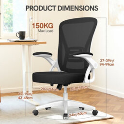 Onemill Ergonomic Office Desk Chair With Flip-Up Armrest Lumbar Support,padded Seat Cushion For Home And Office - thumbnail 8