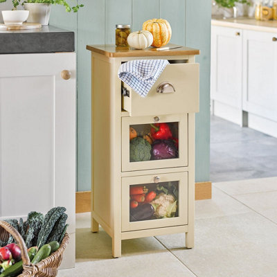 Woodstock Vegetable Store In Cream, Deep Drawer, Acrylic Fronted Sections