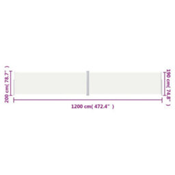 Walplus Retractable Side Awning Garden Sun Shade Canopy Gazebo For Back Door, Porch, Patio Cream 200X1200 Cm - thumbnail 8