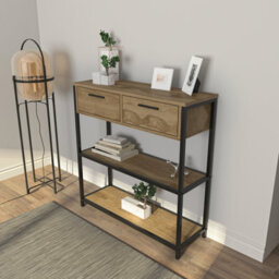 Decorotika Latho Modern Dresser With Metal Shelves And Drawers-Oud&oak - thumbnail 3