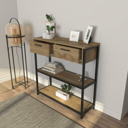 Decorotika Latho Modern Dresser With Metal Shelves And Drawers-Oud&oak - thumbnail 4