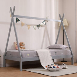 SlumberWorx Harry Kids Childrens Wooden Teepee Tent Single Bed Frame (Grey) - thumbnail 3