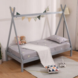 SlumberWorx Harry Kids Childrens Wooden Teepee Tent Single Bed Frame (Grey) - thumbnail 1