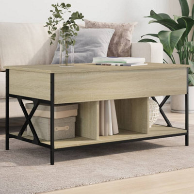 Berkfield Coffee Table Sonoma Oak 100X55X50 Cm Engineered Wood And Metal - image 1