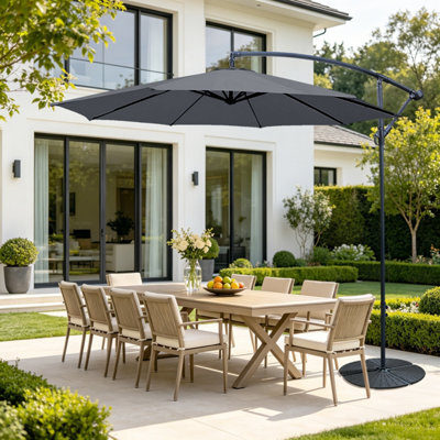 VRUC 3M Grey Cantilever Banana Parasol Umbrella Garden Patio Uv Protection Outdoor Sun Shade - image 1