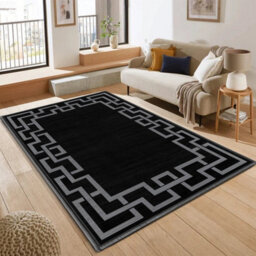 Bedlooms Nico Black Living Room Rugs, Non-Slip Modern Area Medium Rug 120X170Cm, Washable Dining Room Rug - thumbnail 1