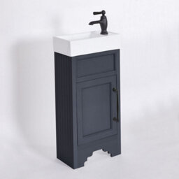 Homestylestore Black Grey 400mm Bathroom Vanity Unit With Basin And Black T Bar Handles - thumbnail 1