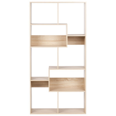 Wyld And Coco Lumina Living 6-Tier Bookcase Light Brown Melamine, Irregular Open-Back, W90 X D29 X H180Cm - image 1