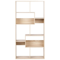 Wyld And Coco Lumina Living 6-Tier Bookcase Light Brown Melamine, Irregular Open-Back, W90 X D29 X H180Cm - thumbnail 1