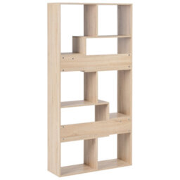 Wyld And Coco Lumina Living 6-Tier Bookcase Light Brown Melamine, Irregular Open-Back, W90 X D29 X H180Cm - thumbnail 5
