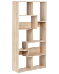 Wyld And Coco Lumina Living 6-Tier Bookcase Light Brown Melamine, Irregular Open-Back, W90 X D29 X H180Cm - thumbnail 3