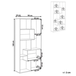 Wyld And Coco Lumina Living 6-Tier Bookcase Light Brown Melamine, Irregular Open-Back, W90 X D29 X H180Cm - thumbnail 4