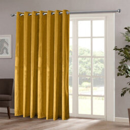 Moonlight Bedding Velvet Ring Top Curtains-Fully Lined Blackout Single Panel,thermal Sliding Glass Door Curtain (Ochre,66X84 Inch) - thumbnail 8
