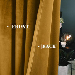 Moonlight Bedding Velvet Ring Top Curtains-Fully Lined Blackout Single Panel,thermal Sliding Glass Door Curtain (Ochre,66X84 Inch) - thumbnail 3