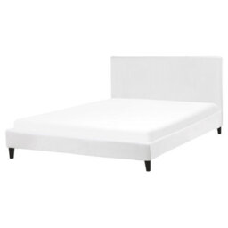 Beliani Bed Velvet Fitou 160 X 200 Cm (Eu King Size) White - thumbnail 1