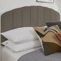 "Urban Textures - Celeste Luxury 26"" High Boucle Fabric Upholstered Curved Headboard - Brown"
