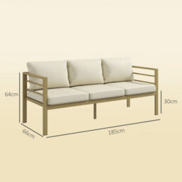 Outsunny Garden Bench With Cushions, Outdoor Furniture, Cream White - thumbnail 3
