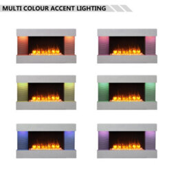 "Flamme Kingston 39"" Wall Mounted Electric Fireplace White With 3 Flame Colours And 13 Mood Lighting Options 1.5Kw Heater" - thumbnail 5