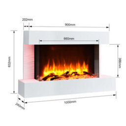 "Flamme Kingston 39"" Wall Mounted Electric Fireplace White With 3 Flame Colours And 13 Mood Lighting Options 1.5Kw Heater" - thumbnail 2