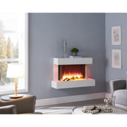 "Flamme Kingston 39"" Wall Mounted Electric Fireplace White With 3 Flame Colours And 13 Mood Lighting Options 1.5Kw Heater"