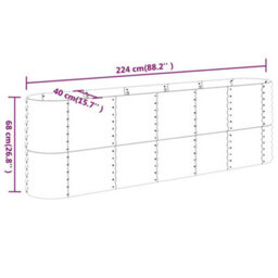 Berkfield Durable Garden Planter Powder-Coated Steel 224X40X68 Cm Silver - thumbnail 6
