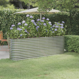 Berkfield Durable Garden Planter Powder-Coated Steel 224X40X68 Cm Silver - thumbnail 2