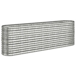 Berkfield Durable Garden Planter Powder-Coated Steel 224X40X68 Cm Silver