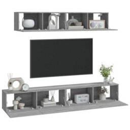 Berkfield Classic 4 Piece Tv Cabinet Set Grey Sonoma Engineered Wood - thumbnail 7