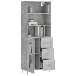 Berkfield Highboard Concrete Grey 69.5X34X180 Cm Engineered Wood - thumbnail 3