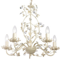 Hanging Flush Ceiling Pendant 5 Light Cream Gold Chandelier Lamp Bulb Holder