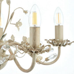 Hanging Flush Ceiling Pendant 5 Light Cream Gold Chandelier Lamp Bulb Holder - thumbnail 5