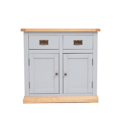 Cabinet Bits Bomporto Light Grey 2 Drawer 2 Door Sideboard Brass Drop Handle - image 1