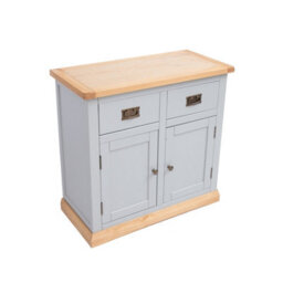 Cabinet Bits Bomporto Light Grey 2 Drawer 2 Door Sideboard Brass Drop Handle - thumbnail 3
