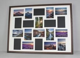 Photoframesandmore Walnut Colour Multi Photo Frame. Suits 20 6X4Inch Photos. Mixed Layout. Wooden - thumbnail 2